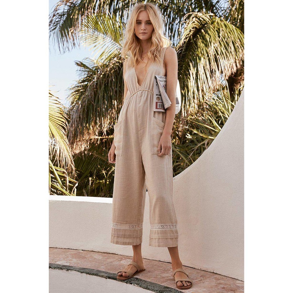 Spell & The Gypsy Paloma Neutral Boho Jumpsuit size M